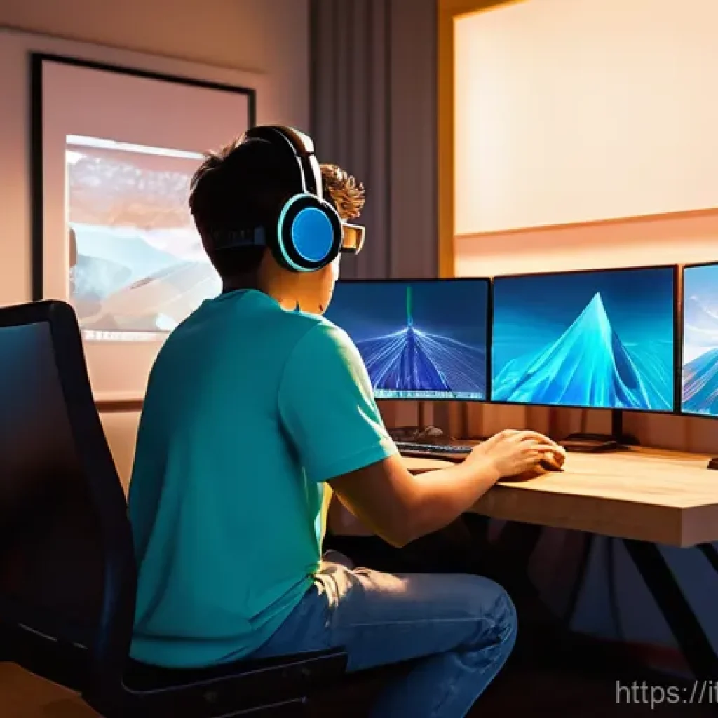 로블록스 크리에이티브 경연대회 - **Prompt 1: The Dedicated Creator** "A young, focused game developer, appearing to be in their l...