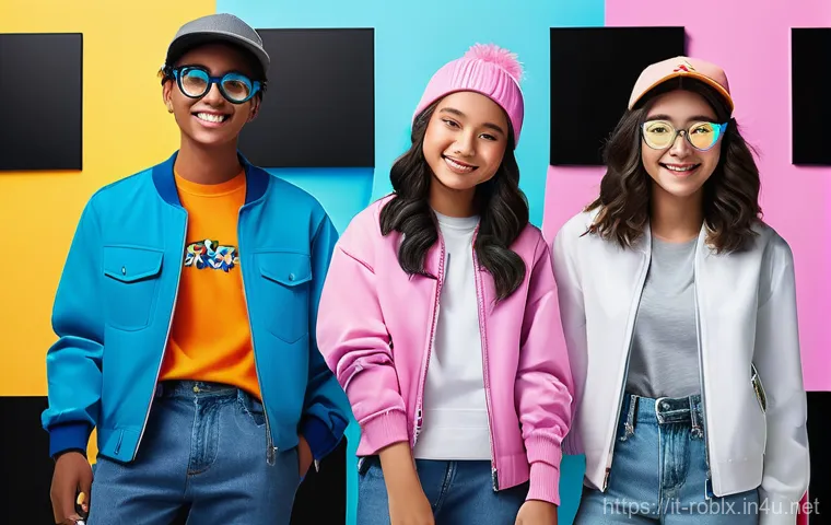 로블록스 입문자 FAQ - **Prompt:** A vibrant, high-definition digital art piece capturing a diverse group of teenagers (aro...