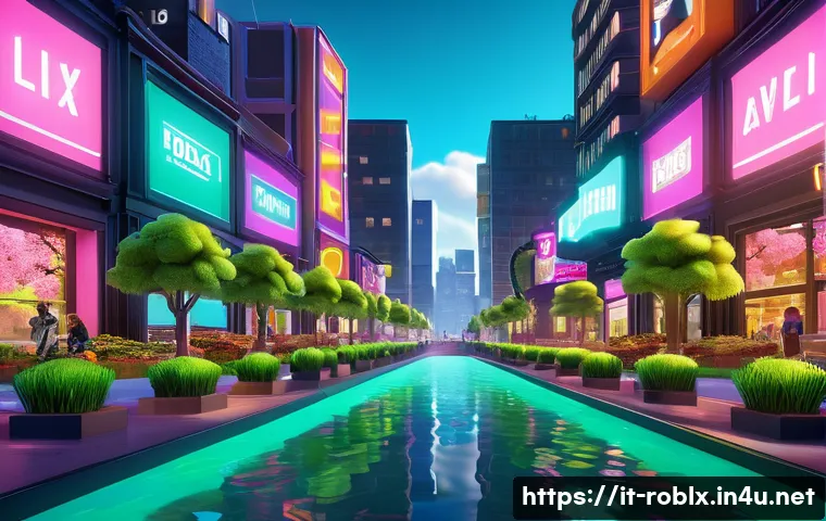 로블록스 업데이트 히스토리 - A vibrant and immersive virtual world inspired by Roblox’s evolution, showcasing detailed, realistic...